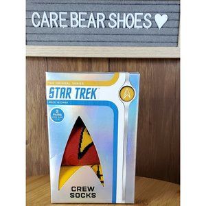 NEW MENS "STAR TREK THE ORIGINAL SERIES 3 PAIR CREW SOCKS GIFT BOX" Shoe Sz 6-12